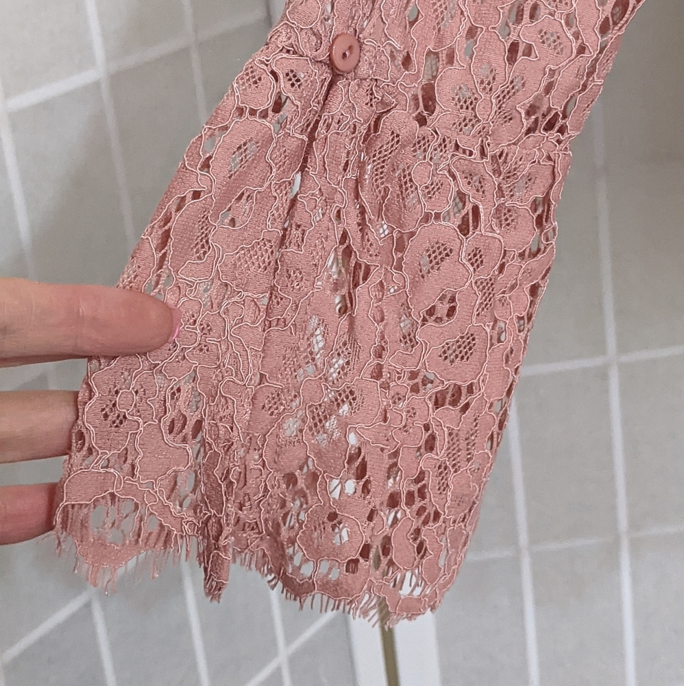 Adrienne Vittadini Pink Lace Blouse S New - Picture 5 of 6